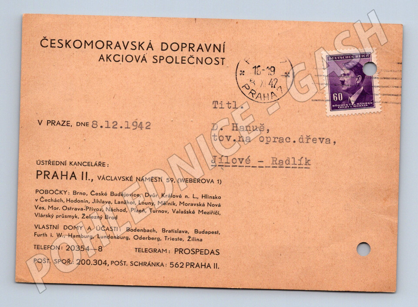 Pohlednice Českomoravská dopravní expedice zásilky Praha Dres (M19678)