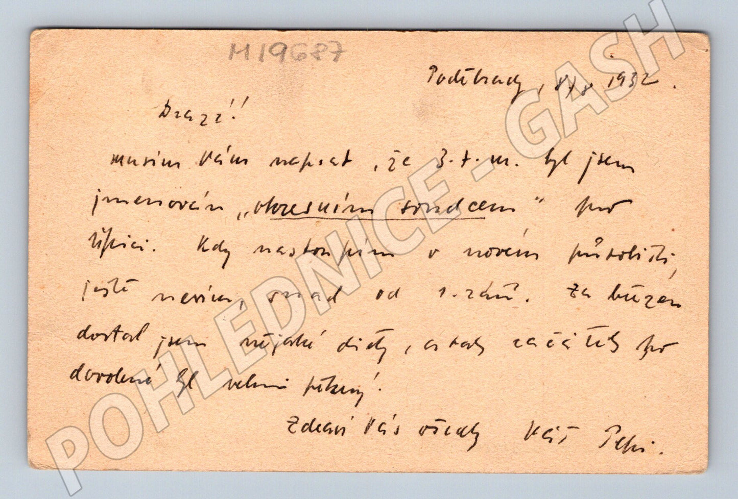 Pohlednice Poděbrady zámek poštovní razítko 1932 (M19687)