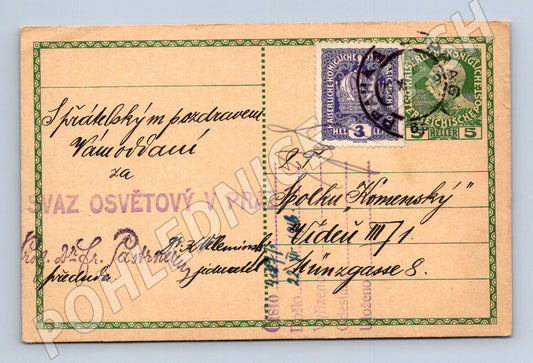 Pohlednice Rakousko-Uhersko Spolek Komenský Vídeň originál zn (M19690)