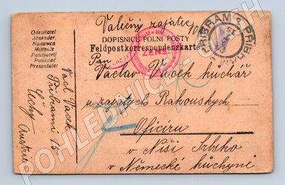 Pohlednice polní pošty 1 světová válka zajatecký tábor Příbra (M19694)