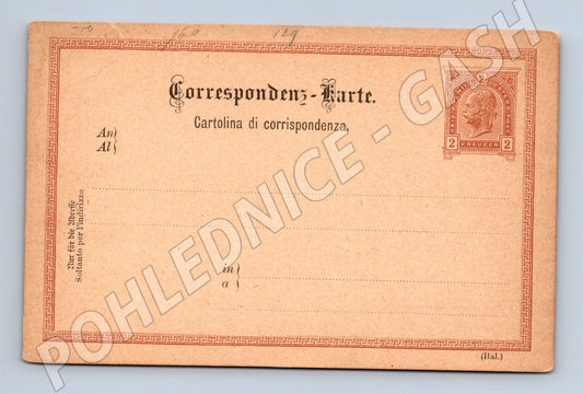 Pohlednice Rakouská korespondenční karta 2 Kreuzer nepoužitá (M19698)