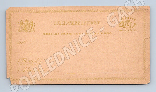 Pohlednice Švédská služební pohlednice 6 öre Tjenstebrefkort  (M19702)