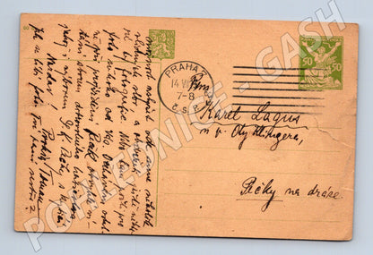 Pohlednice ČSR 1923 zaslaná z Prahy poštovní známka malý form (M19718)
