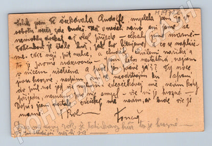 Pohlednice Rakousko-Uhersko malý formát ruční psaní známka FJ (M19722)