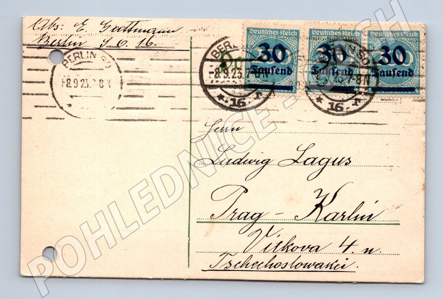 Pohlednice Německo Berlín hyperinflace poštovní razítka známk (M19723)