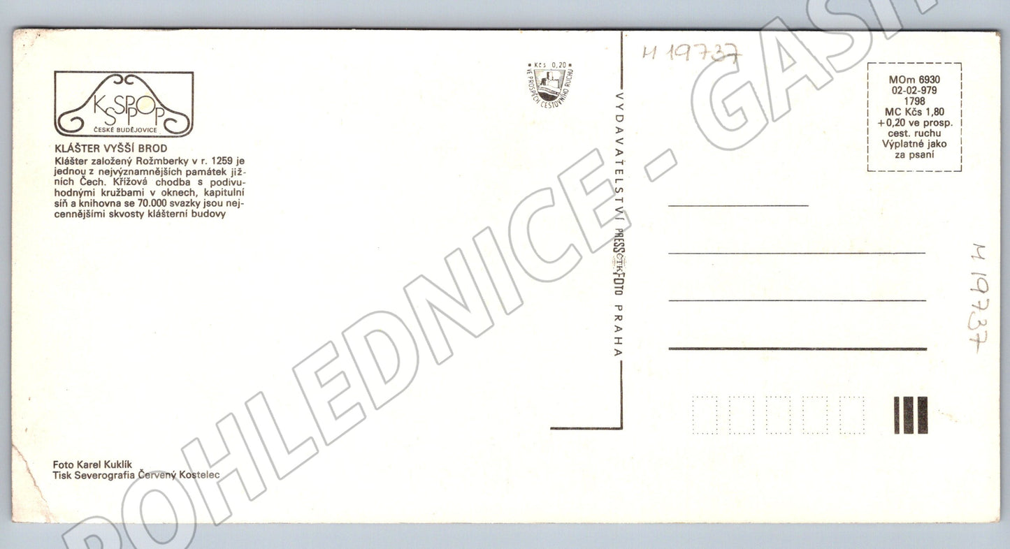 Pohlednice Klášter Vyšší Brod jižní Čechy interiéry exteriéry (M19737)