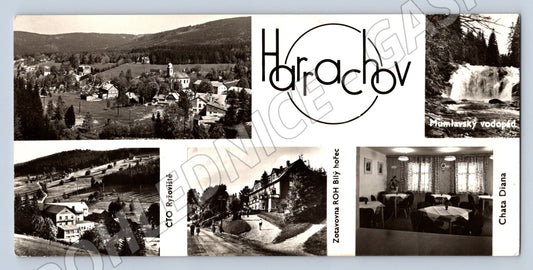 Pohlednice Hořačov historická poštou prošlá více záběrů (M19746)