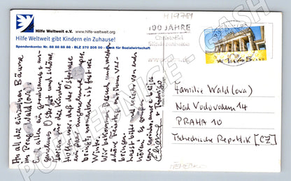 Pohlednice Jarní květiny a beruška Německo ručně psaná (M19781)