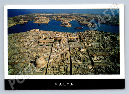 Pohlednice Malta letecký pohled na Vallettu s přístavem (M19788)