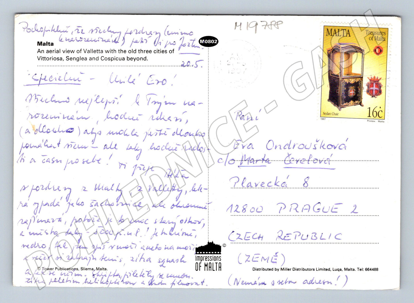 Pohlednice Malta letecký pohled na Vallettu s přístavem (M19788)