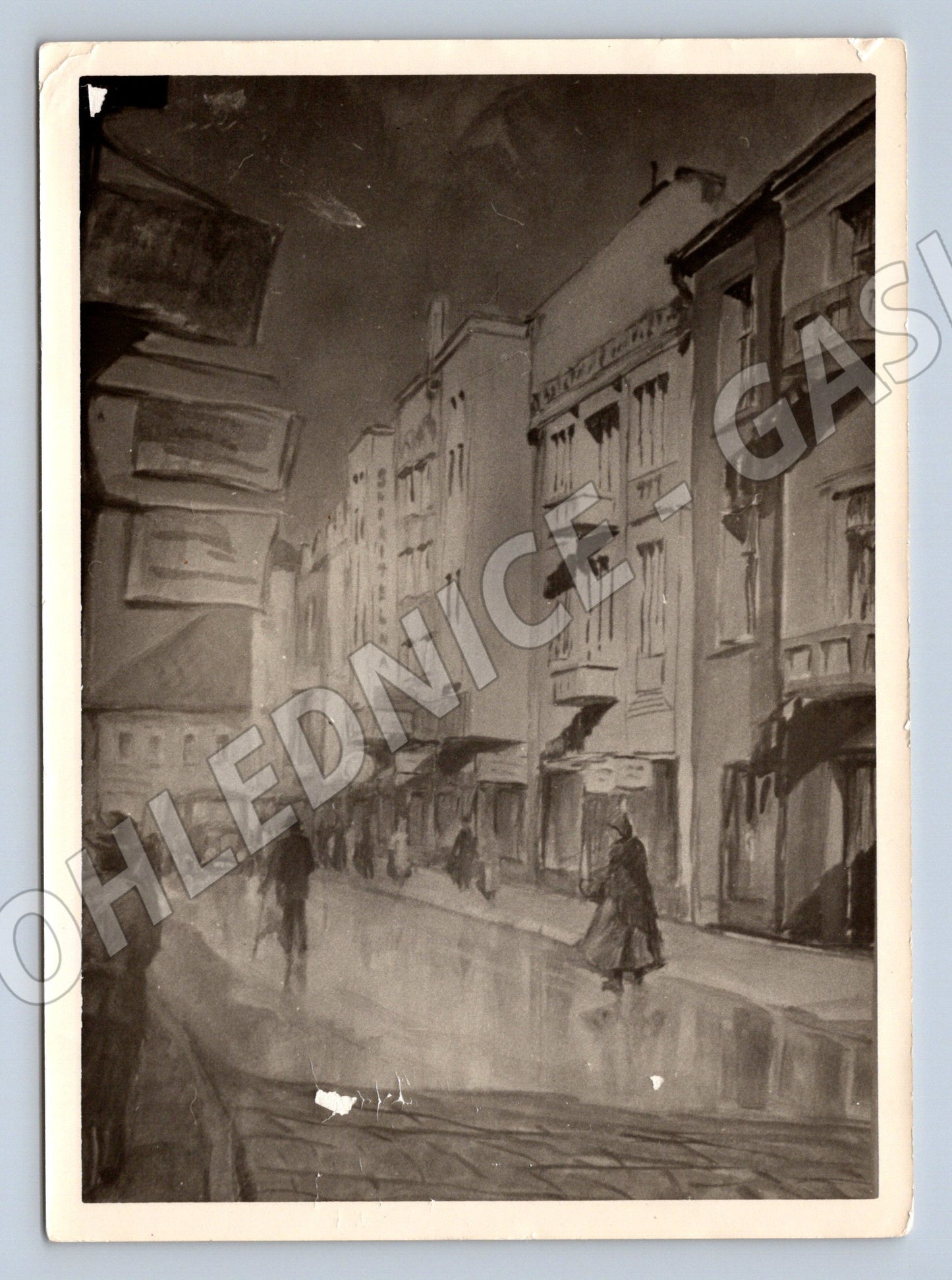 Pohlednice Užhorod Ukrajina historická městská ulice černobíl (M19789)