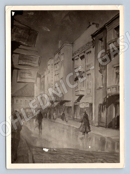 Pohlednice Užhorod Ukrajina historická městská ulice černobíl (M19789)