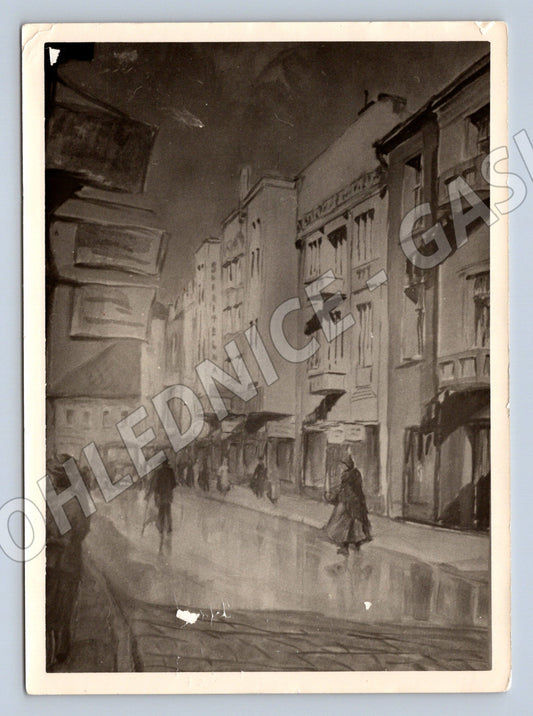 Pohlednice Užhorod Ukrajina historická městská ulice černobíl (M19789)