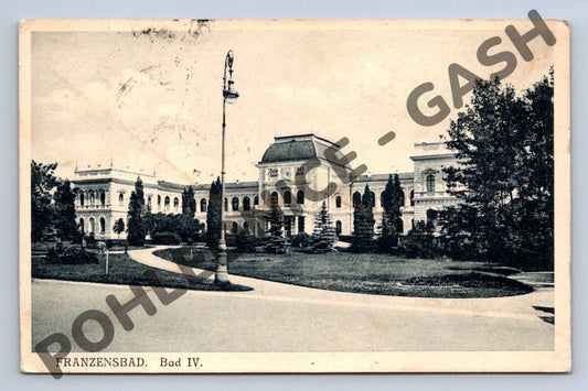 Pohlednice Františkovy Lázně Franzensbad lázeňská budova 1929 (M1979)