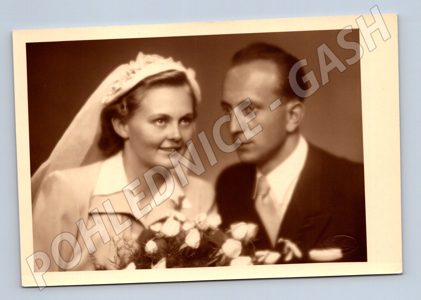 Pohlednice Svatební portrétní nevěsta a ženich (M19806)