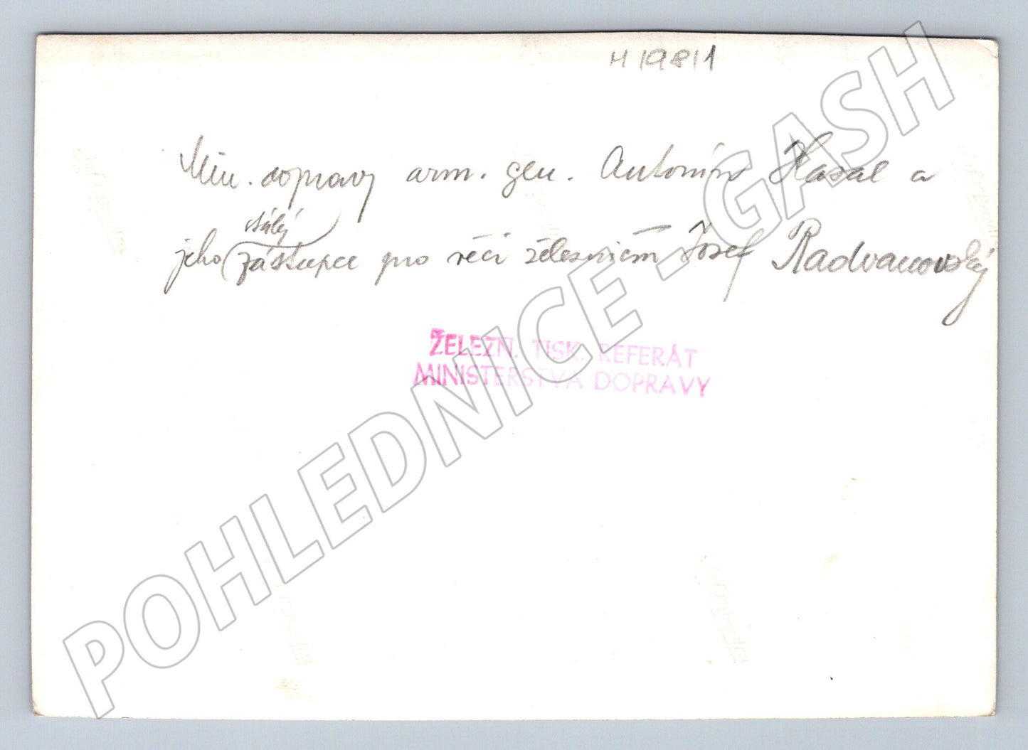 Pohlednice Generál Antonín Hasal Železnice ČSR historie (M19811)