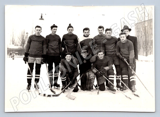 Pohlednice hokejový tým černobílá fotografie sport (M19817)