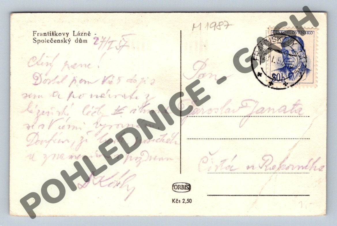 Pohlednice Františkovy Lázně Společenský dům (M1987)