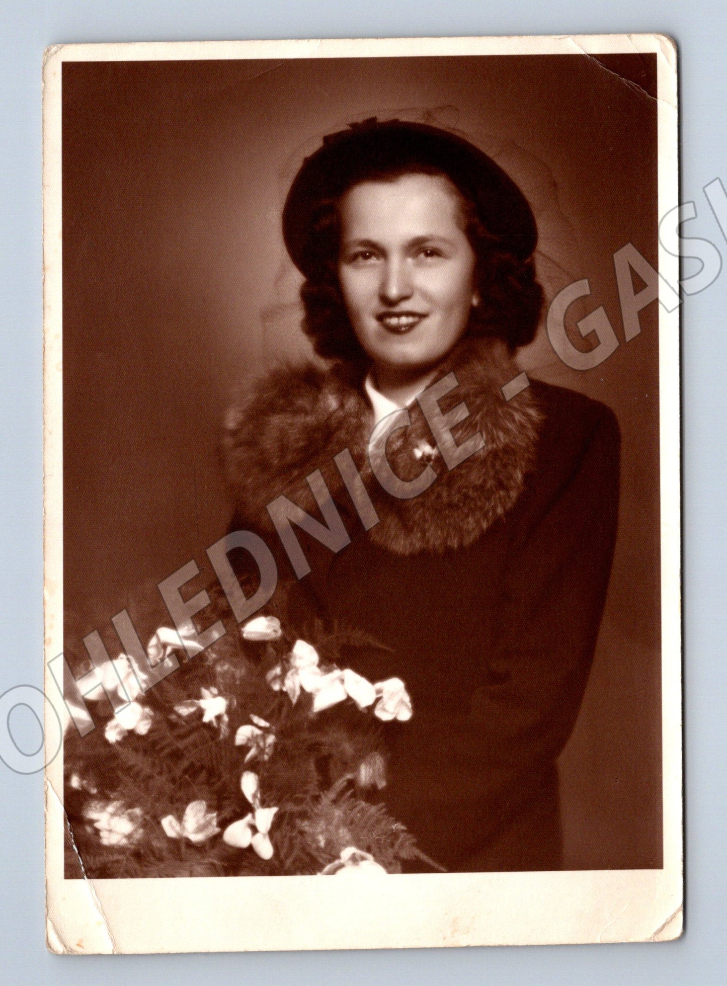 Pohlednice Starý portrét dámy černobílá elegantní oděv (M19872)