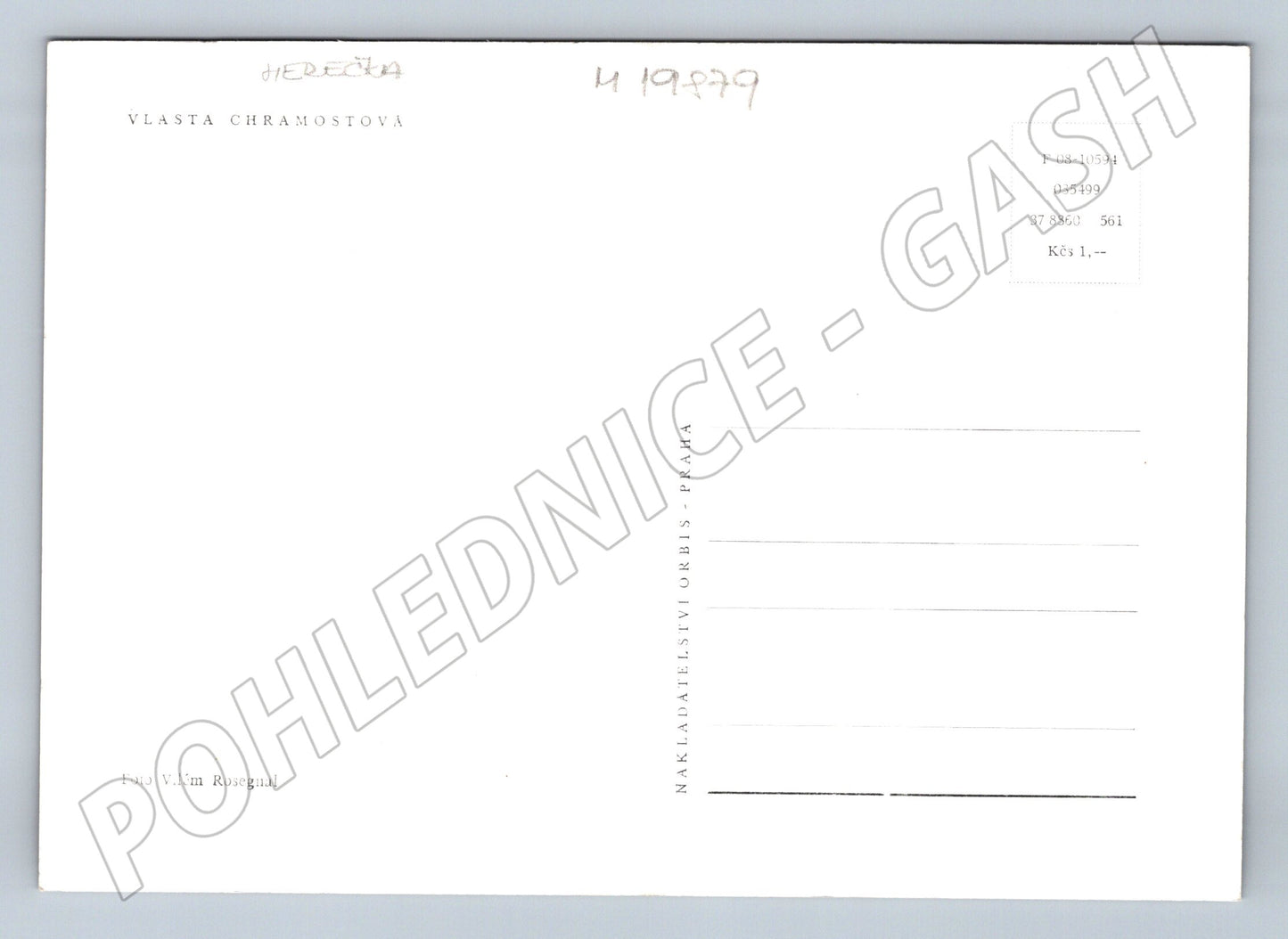 Pohlednice Vlasta Chramostová Praha Orbis (M19879)