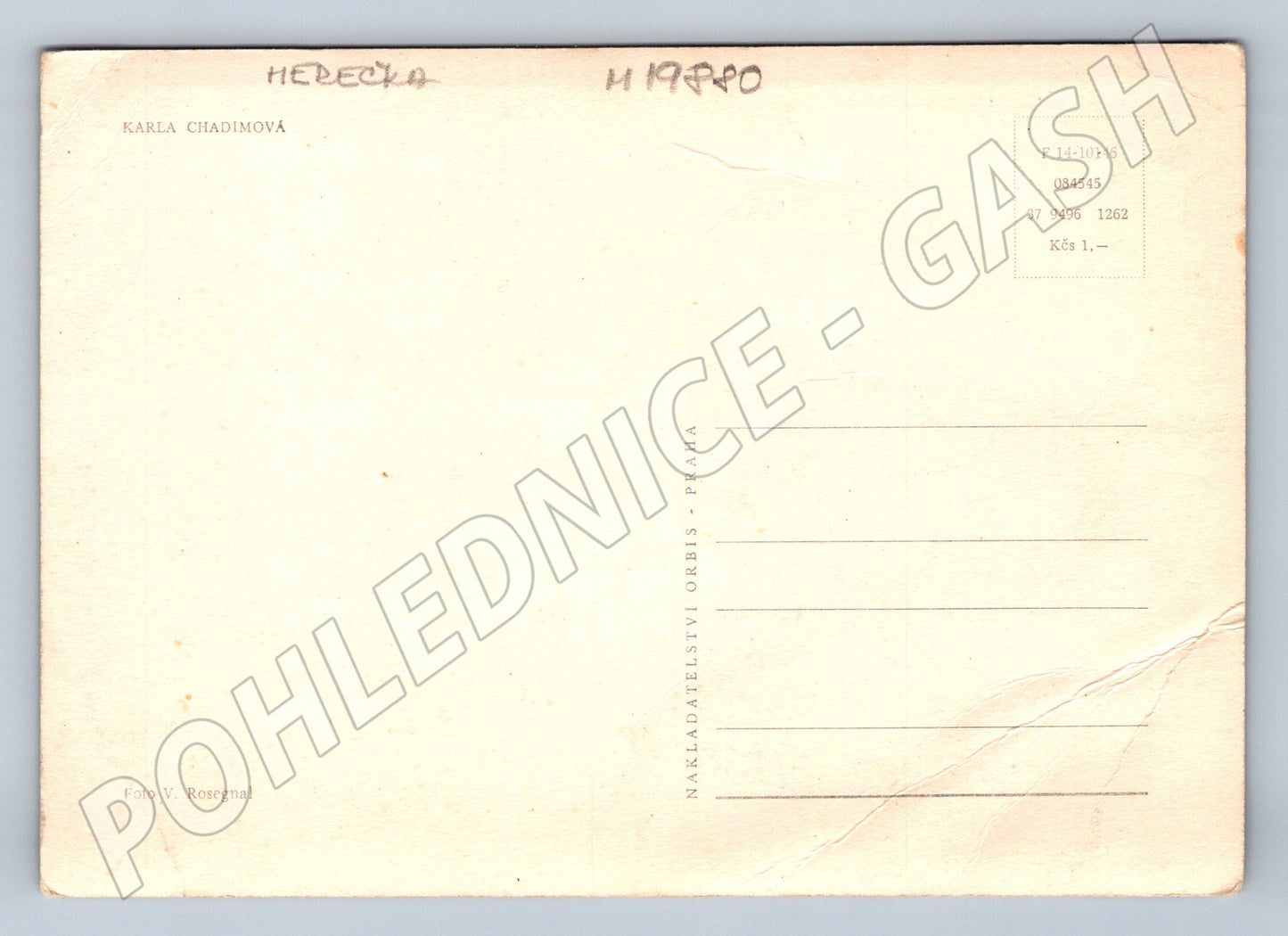 Pohlednice herečka Karla Chadimová Praha Orbis (M19880)