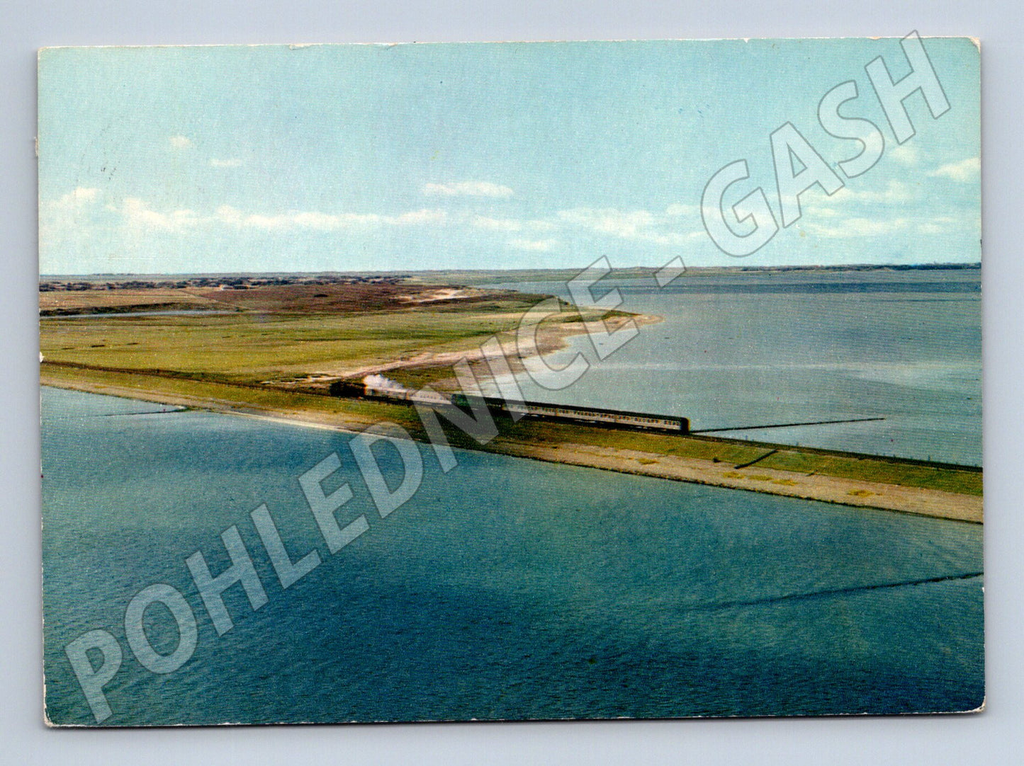 Pohlednice Sylt Hindenburgdamm vlak na hrázi Německo (M19896)