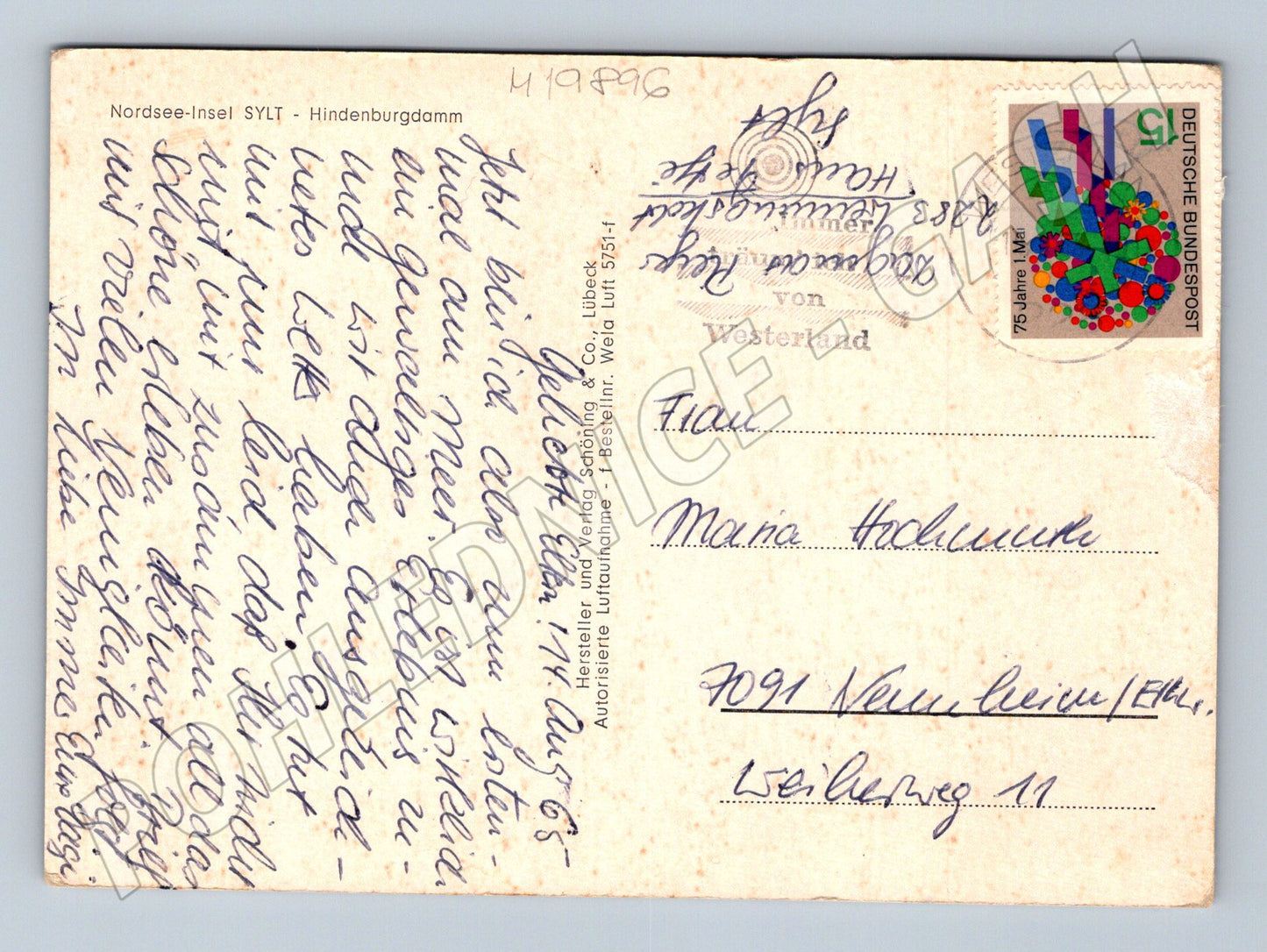 Pohlednice Sylt Hindenburgdamm vlak na hrázi Německo (M19896)