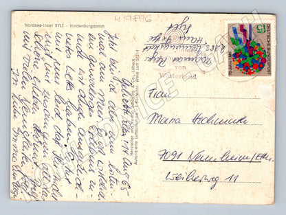 Pohlednice Sylt Hindenburgdamm vlak na hrázi Německo (M19896)