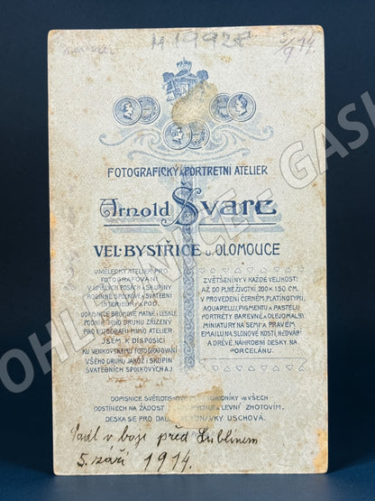Stará fotografie Velká Bystřice muž v obleku s knírem (M19928)