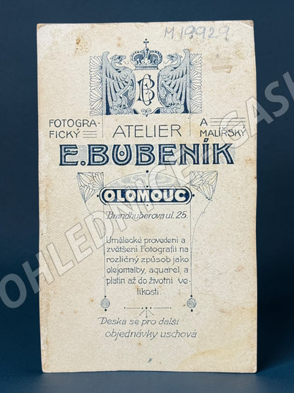 Stará fotografie Olomouc mladý muž ateliér E. Bubeník (M19929)