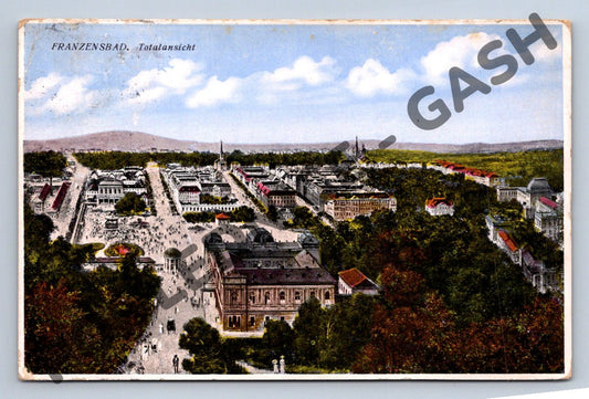 Pohlednice Franzensbad Františkovy Lázně celkový  1928 (M1996)