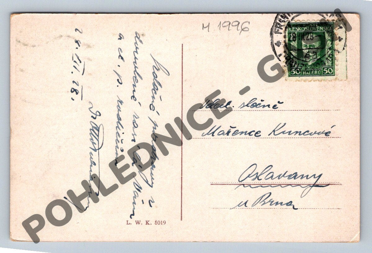 Pohlednice Franzensbad Františkovy Lázně celkový  1928 (M1996)
