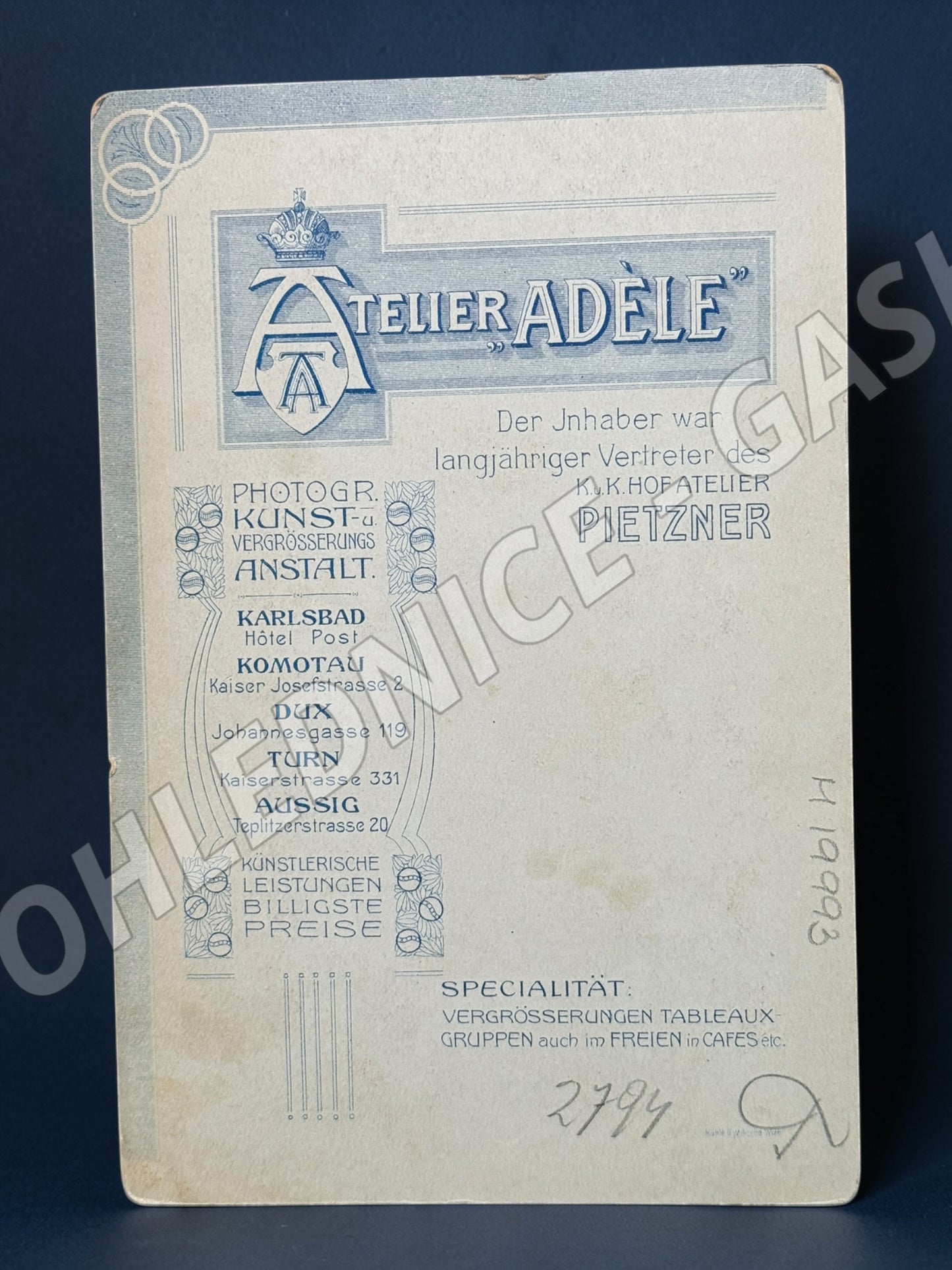 Stará fotografie Karlsbad svatební pár ateliér Adèle (M19993)