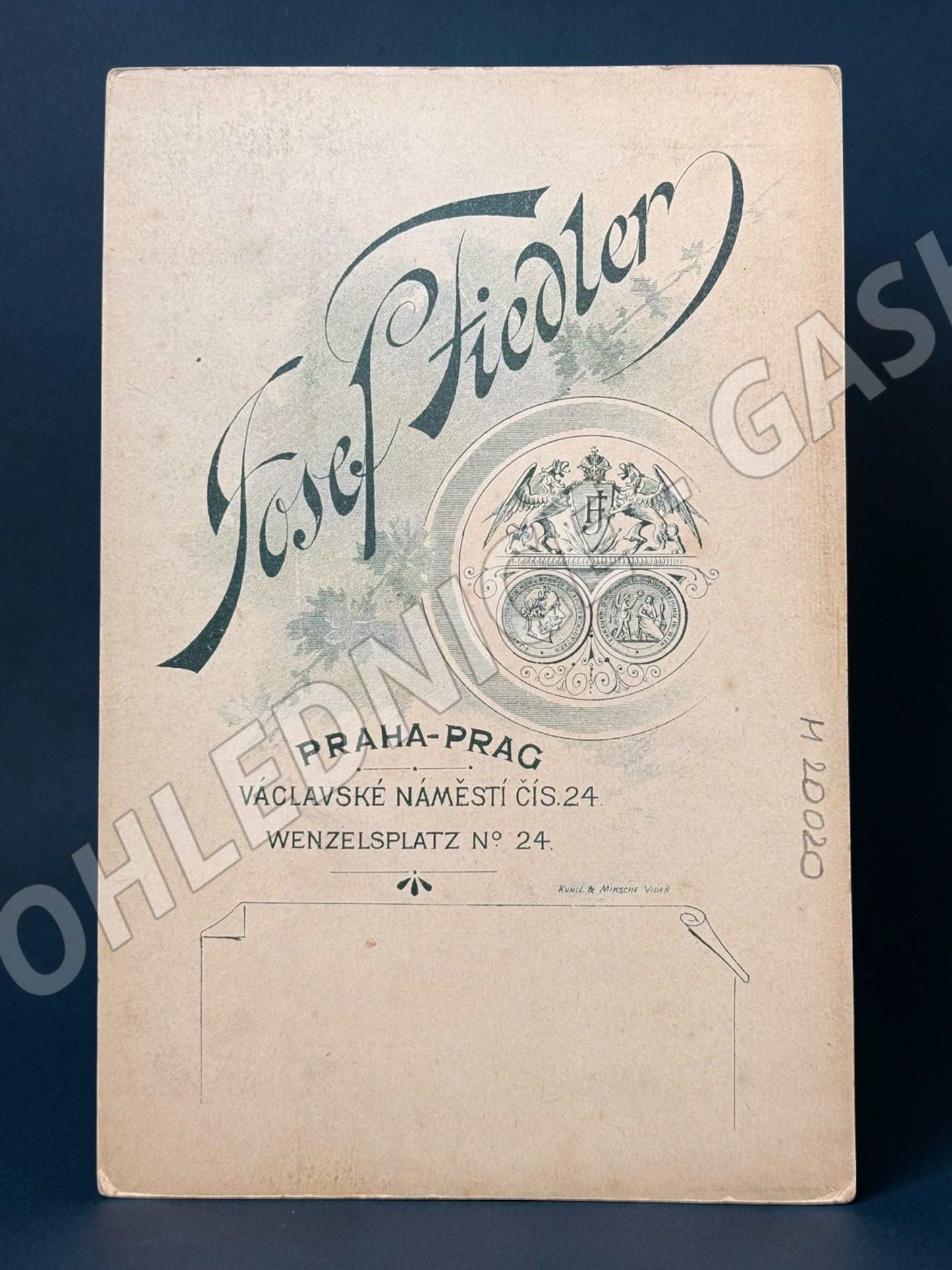Stará fotografie Praha ateliér Josef Fiedler žena květiny (M20020)