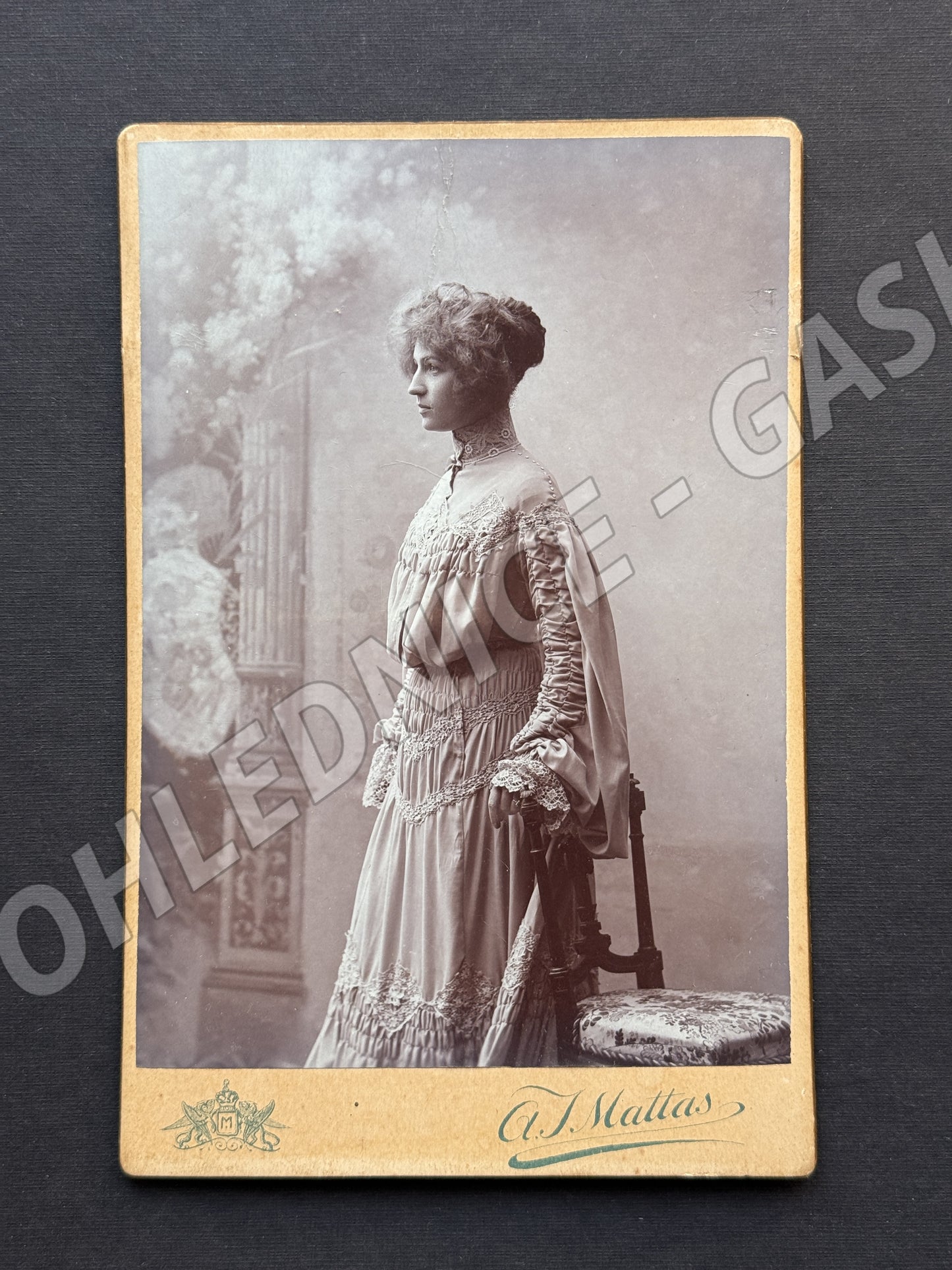 Fotografie Příbram žena v dobových šatech ateliér A.J.Mattas (M20024)