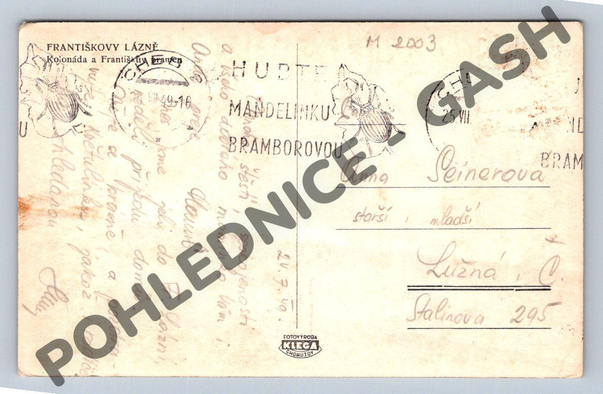 Pohlednice Františkovy Lázně kolonáda 1919 (M2003)