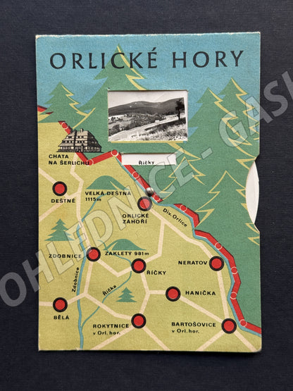 Pohlednice Orlické hory mapa a motivy (M20096)