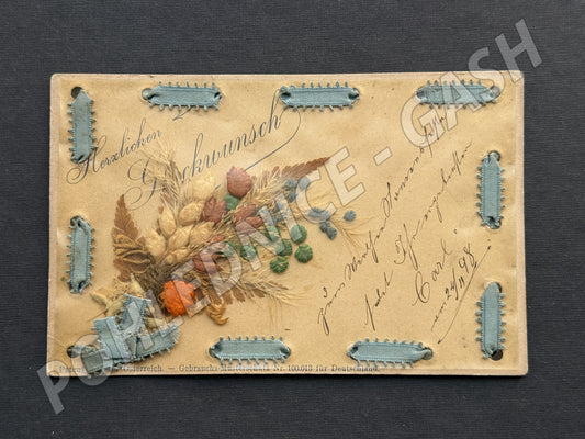 Pohlednice Rakousko Blahopřání sušené květy 1898 (M20115)