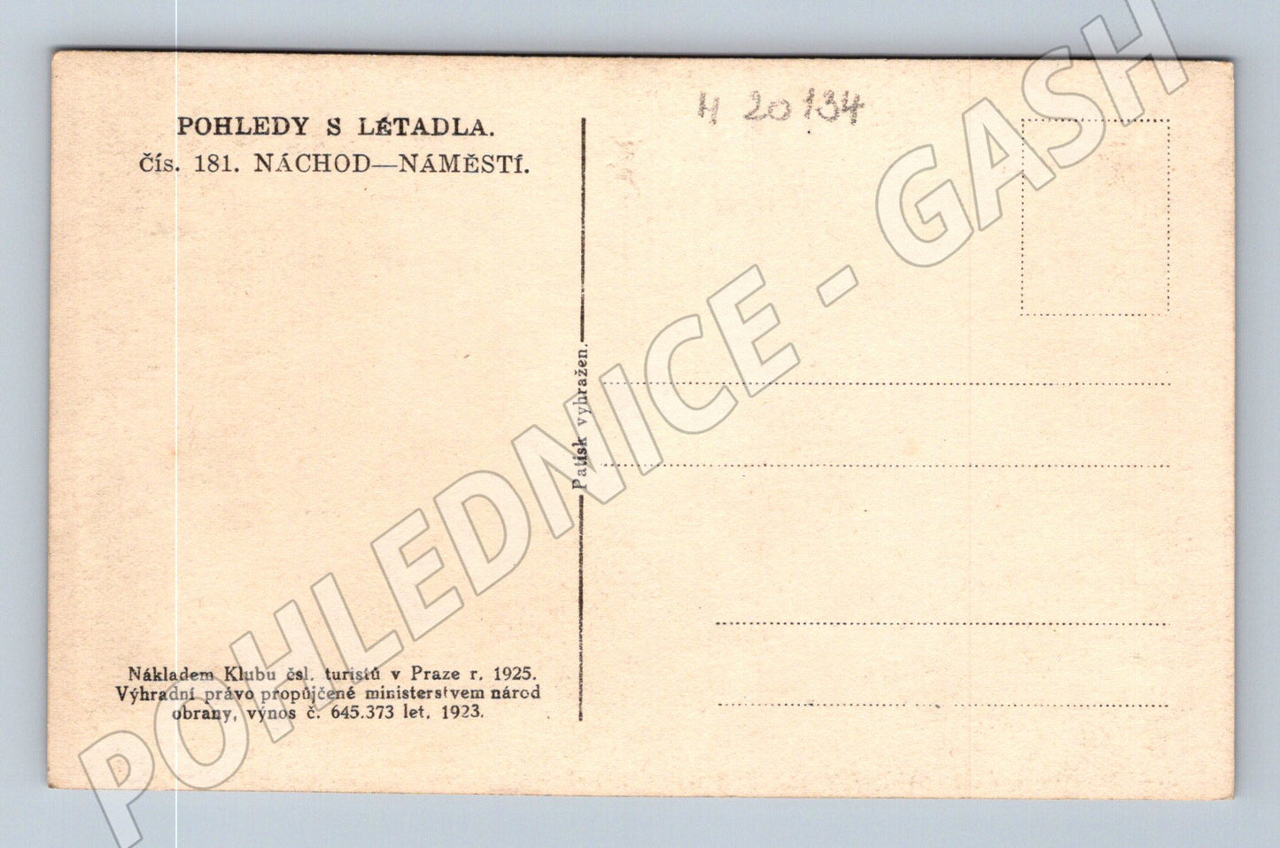 Pohlednice Náchod náměstí letecký pohled 1925 (M20134)