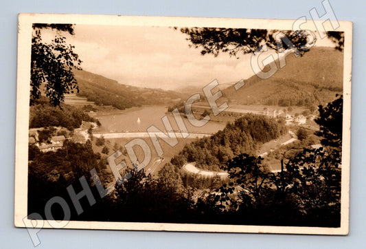 Pohlednice přehrada Bystřička Valašsko 1949 (M20178)