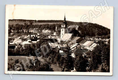 Pohlednice Velké Meziříčí kostel černobílá (M20208)