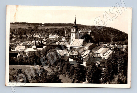 Pohlednice Velké Meziříčí kostel černobílá (M20208)
