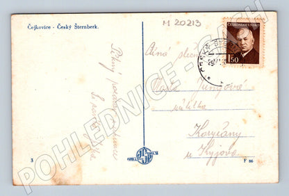 Pohlednice Český Šternberk Čajkovice 1947 (M20213)