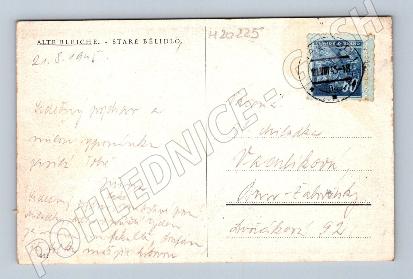 Pohlednice Staré Bělidlo česká vesnice 1945 (M20225)
