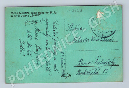 Pohlednice Velké Meziříčí škola Světla 1931 (M20231)