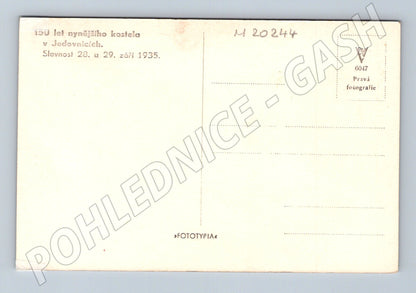 Pohlednice Jedovnice kostel jubileum 1935 (M20244)