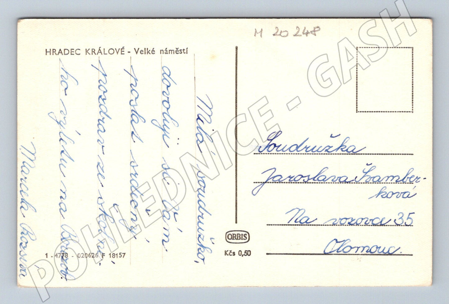 Pohlednice Hradec Králové Velké náměstí Orbis (M20248)