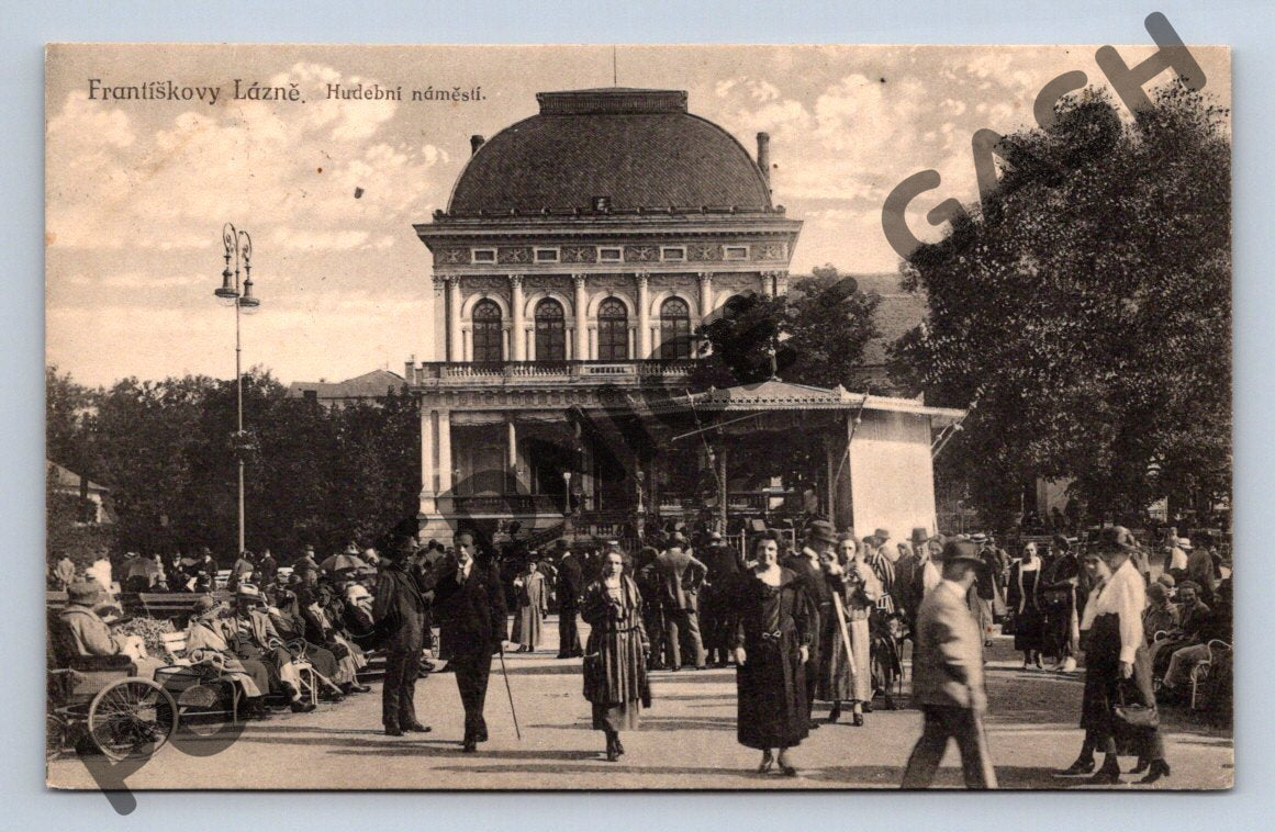 Pohlednice Františkovy Lázně Hudební náměstí 1924 (M2026)