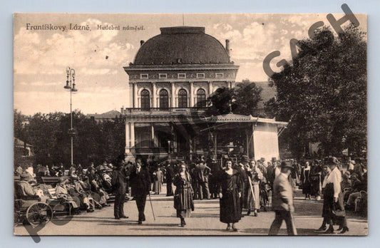 Pohlednice Františkovy Lázně Hudební náměstí 1924 (M2026)