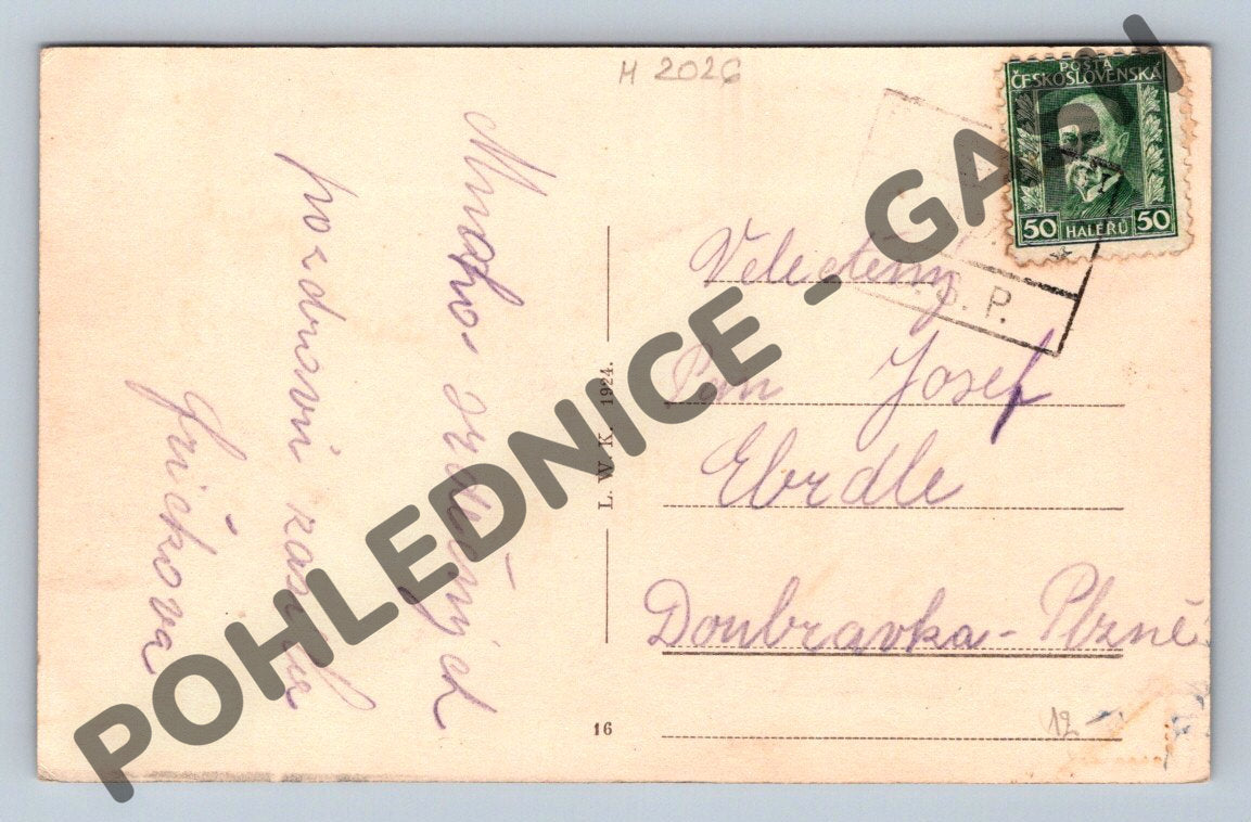 Pohlednice Františkovy Lázně Hudební náměstí 1924 (M2026)